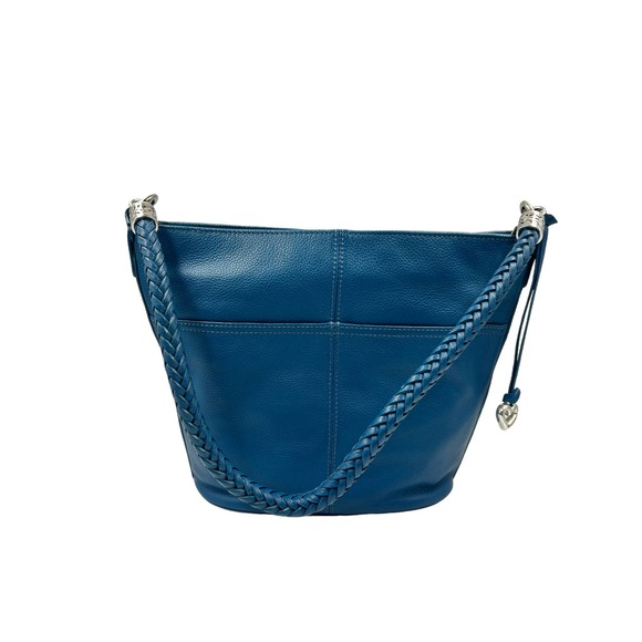 Brighton Handbags - Brighton "Beck" Blue Leather Shoulder Handbag Tote - Front Organizer- NWT - $360
